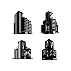 Collection of modern skyscrapers isolated on white background, Vector, illustration