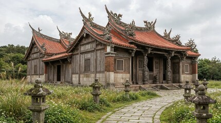 Naklejka premium Traditional Asian Temple Architecture Building.