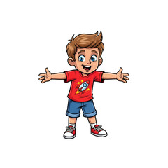 Happy boy standing with arms outstretched