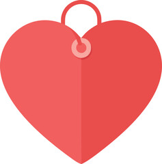 Red heart with lock isolated on transparent background, Vector, illustration