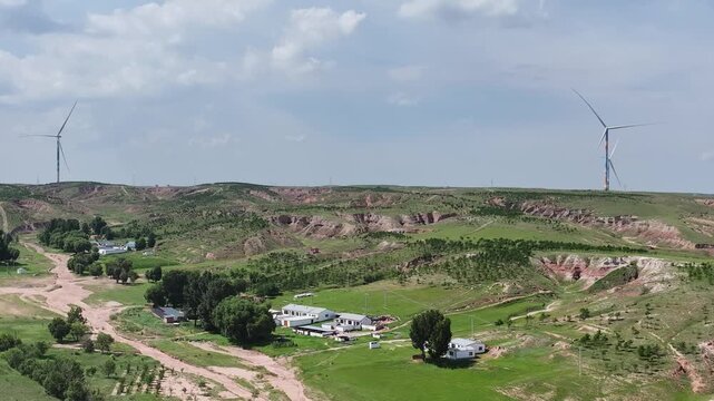 Wind Turbines and Rural Farmland in Ordos, China