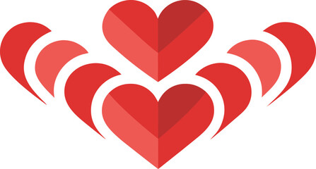 Intertwined hearts illustration isolated on transparent background, Vector, illustration