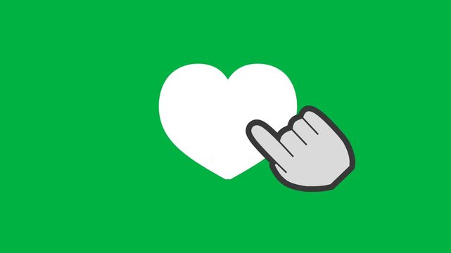 Social Media Heart Like Button Animation on Green Screen Background