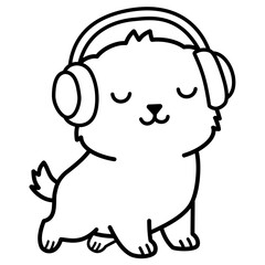 Puppy with Headphone Illustration 