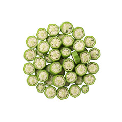 Sliced okra pieces on Transparent Background