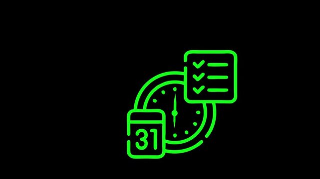 Animated 24h clock time icon representing fastest delivery and 24/7 customer service, minimal isolated design, modern motion graphic, 4K video.