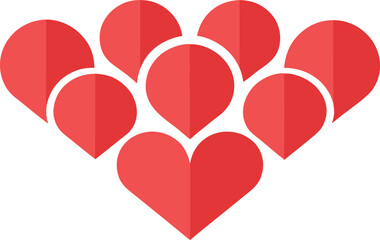 Collection of red hearts isolated on transparent background, Vector, illustration