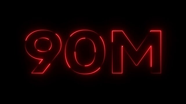 Glowing Red 90 Million Neon Sign on Black Background glowing red neon sign neon text glowing numbers