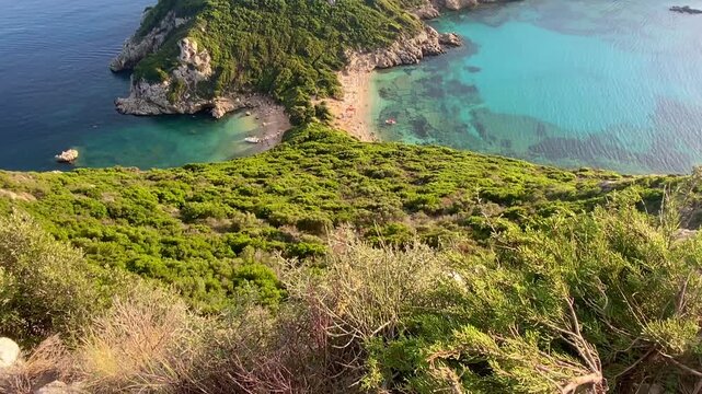 A view of famous beach Porto Timoni, Corfu, Greece