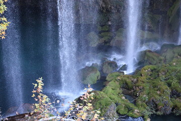 Waterfall lush greenery delightful landscape