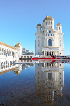 The National Cathedral (Cathedral of the Salvation of the Nation) seen on a winter day in Bucharest, Romania