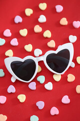 Valentines Day candy with heart eye glasses