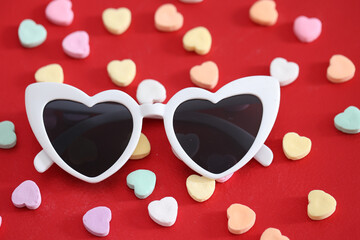 converstation hearts candy and heart eye glasses