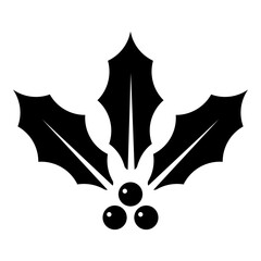 holly leaves black icon vector