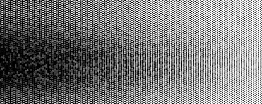 AI Data Background Pattern Texture, Monochrome Hex Dot Mosaic Gradient With Subtle Noise And Flow, Modern Tech BG Backdrop Wallpaper For Dashboards, Reports, And Presentations. Vector Illustration.