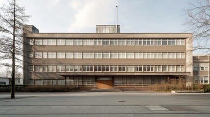 Obraz premium Modernist Architecture: A Study in Concrete and Glass