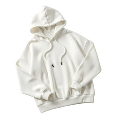White hoodie on black background for fashion and apparel use