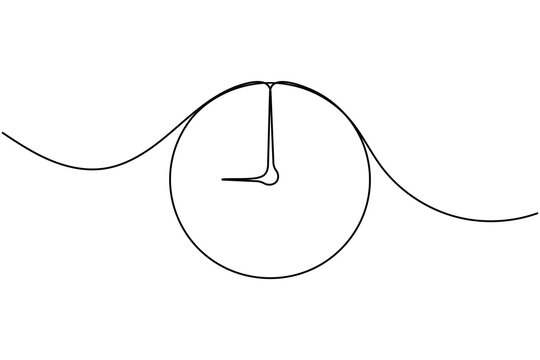 Alarm clock icon continuous one line drawing on white background minimalist timepiece symbol outline vector illustration