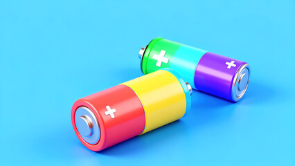 Colorful Battery 3D Cute Display Scene