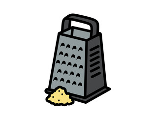 Illustration of a Grater with Grated Food.