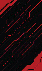 Abstract futuristic technology digital background with red and black circuit line pattern