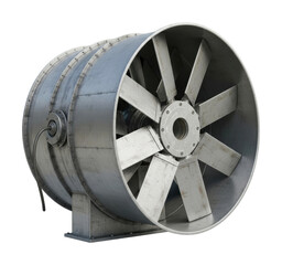 Industrial fan operation in factory machinery high efficiency isolated on transparent background