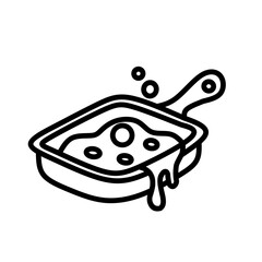 Frying Pan Skillet Cooking Food Line Art Illustration