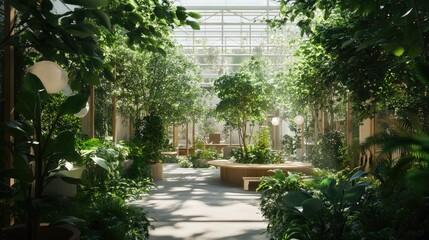 Obraz premium Serene Indoor Garden Oasis: A Luxurious Botanical Sanctuary