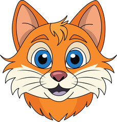Cute Cartoon Cat Face 