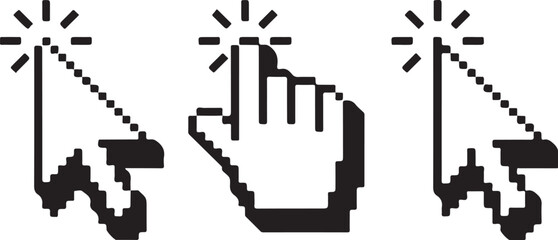 Naklejka premium Pixel art cursor icons for computer interaction and navigation
