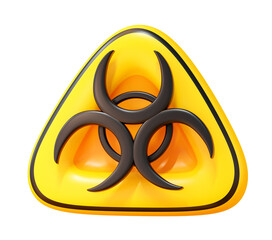 Yellow 3D Biohazard Warning Sign With Virus Danger Symbol For Infection Alert Safety