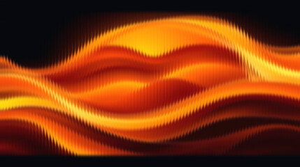Vibrant orange and yellow wave pattern on black background