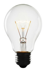 Illuminating light bulb product clear view isolated on transparent background