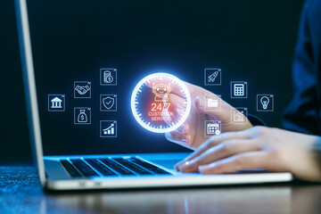 Innovative customer service powered by AI in a modern workspace