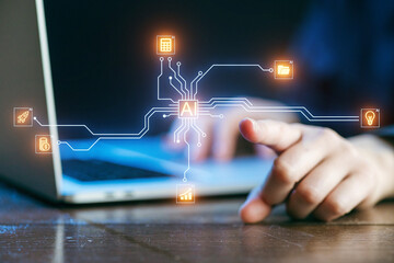 Exploring artificial intelligence through innovative technology in a modern workspace