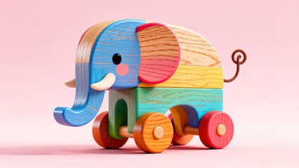 Wooden Colorful Elephant Toy Still Life Photography