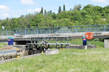 bridge above a sluice of the Sarre channel in France