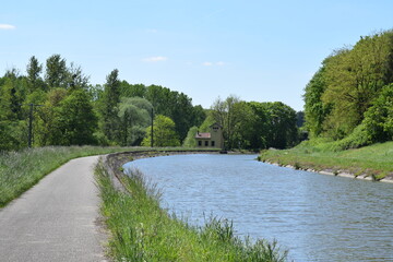 Sarre channel in France during springtime