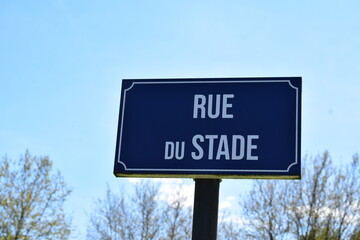 street name sign, Rue du Stade