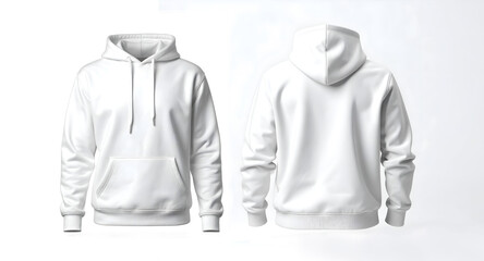 Blank hoodie front and back mockup set isolated on white background. Ideal for complete apparel design presentations.