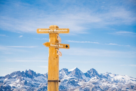 Elevation marker on Mammoth Mountain's Summit