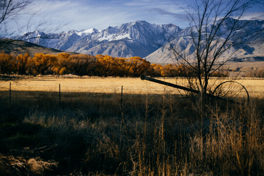 Zoomed out view of Eastern Sierra farmland