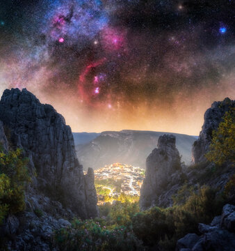 Stars of Orion and Taurus Watching Over the Mountain Village