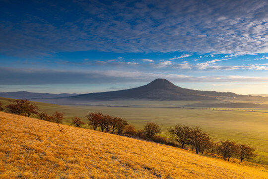 View of Oblik hill from Rana hill after sunrise