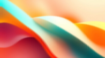 Vibrant wavy lines in red, orange, and green hues create dynamic abstract background