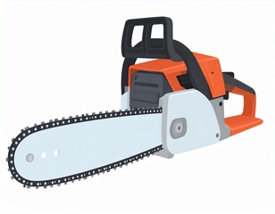 Fototapeta premium Modern Orange Chainsaw with Silver Bar and Chain