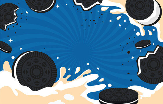 Cookies Background with Splash Milk
