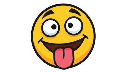 Fototapeta premium A cartoon emoji face with a cheeky expression sticking out its tongue