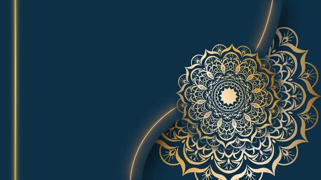 Elegant Gold Mandala Design on Dark Teal Background.
