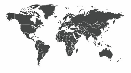 Obraz premium Dark gray world map on white background for global business and travel